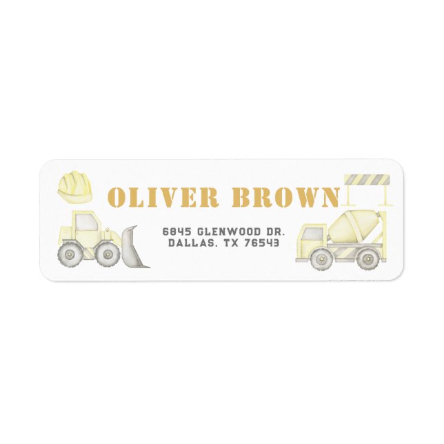 Byggnation av Byggnad Roligt Fordon Returadress Etikett (Framsidan)