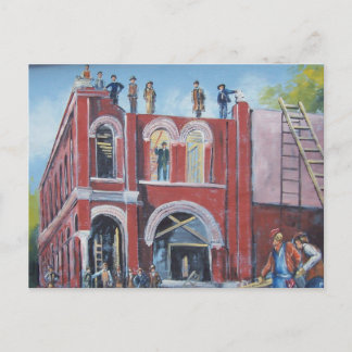 Byggnation av den första statliga banken vykort