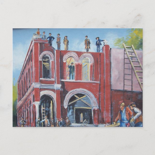 Byggnation av den första statliga banken vykort (Framsida)