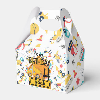 Byggnation av lastbil bil 4e födelsedagen i gult presentaskar