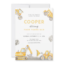 Byggnation av lastbil Boy Birthday-inbjudan