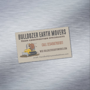 Byggnation av lekbulldozer magnetiska visitkort