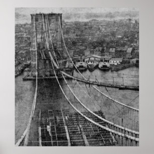 Byggnation av New York City Brooklyn Bridge Poster