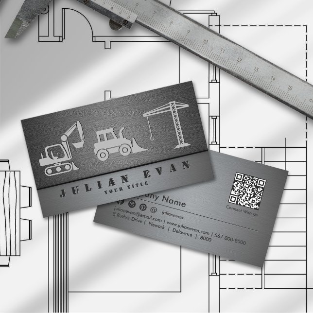 Byggnation av professionell Metall Visitkort (Professional Heavy Construction Equipment Metal Business Card )