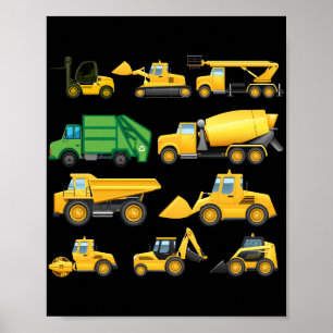 Byggnation av t-uqcukiTrucks och diggers Småbarn Poster