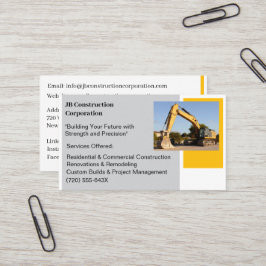 Byggnation av vit Gult på entreprenad Visitkort