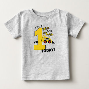 Byggnationsbulldozer för första födelsedagskala t shirt