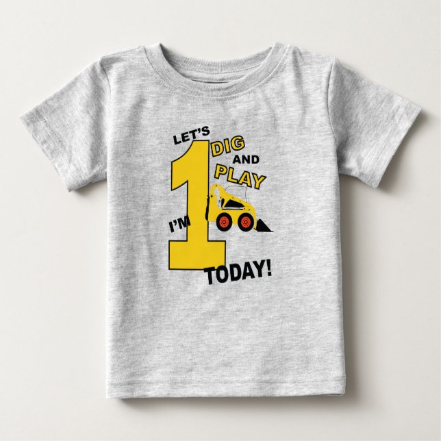 Byggnationsbulldozer för första födelsedagskalan t shirt (Framsida)
