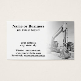 Byggnationsutrustning i svartvitt visitkort