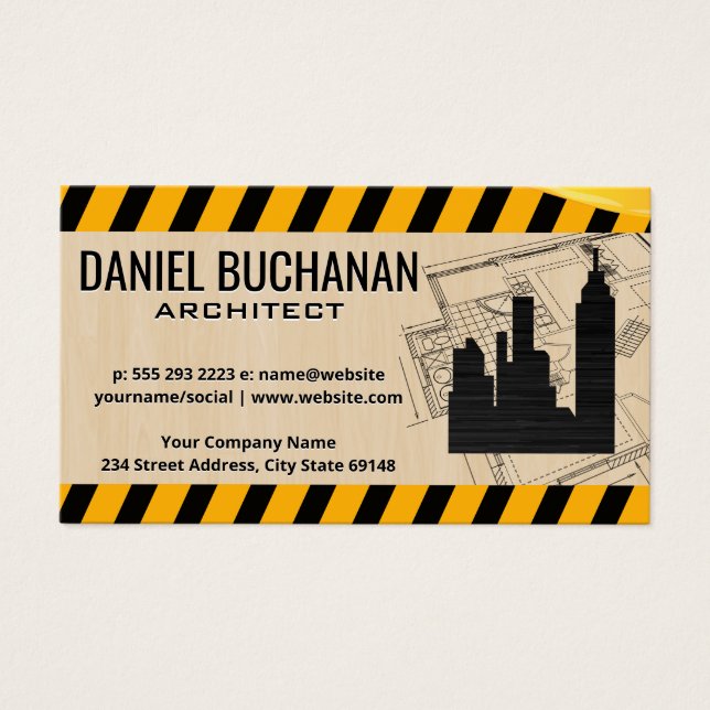 Byggplats | BYGGNAD | Blåavtryck Visitkort (Framsidan)