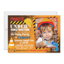 Byggplats Födelsedagsfest inbjudan