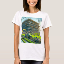 byggplats med kran och byggnad t shirt