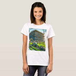 byggplats med kran och byggnad t shirt
