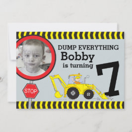 Byggpojkar 7:e födelsedagsfest inbjudan