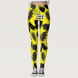byggstenar.Black and White.w.01x4 B Yellow BG Leggings