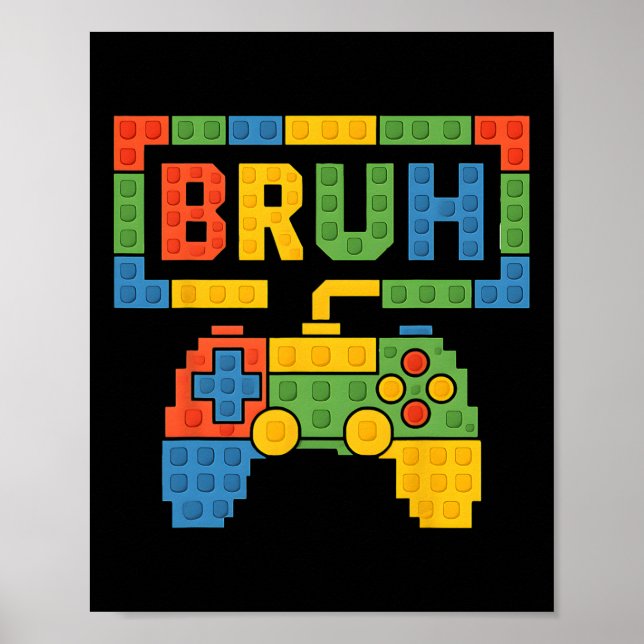 Byggstenar Bruh Pojkar Barns Födelsedag Brick Bygg Poster (Framsidan)