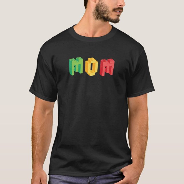 Byggt av Womens Mamma Brick Builder Funny Blocks M T Shirt (Framsida)
