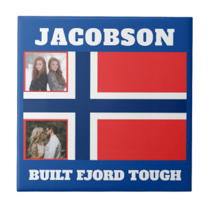 ’Byggt Fjord Tuff’ och norska Flagga Kakelplatta