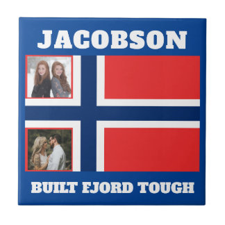 ’Byggt Fjord Tuff’ och norska Flagga Kakelplatta