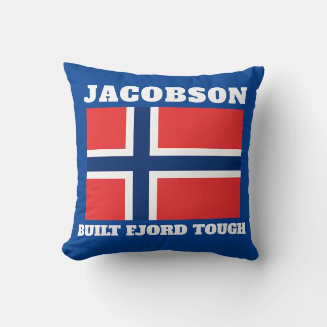 ’Byggt Fjord Tuff’ och norska Flagga Kudde (Framsida)