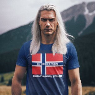’Byggt Fjord Tuff’ och norska Flagga T Shirt