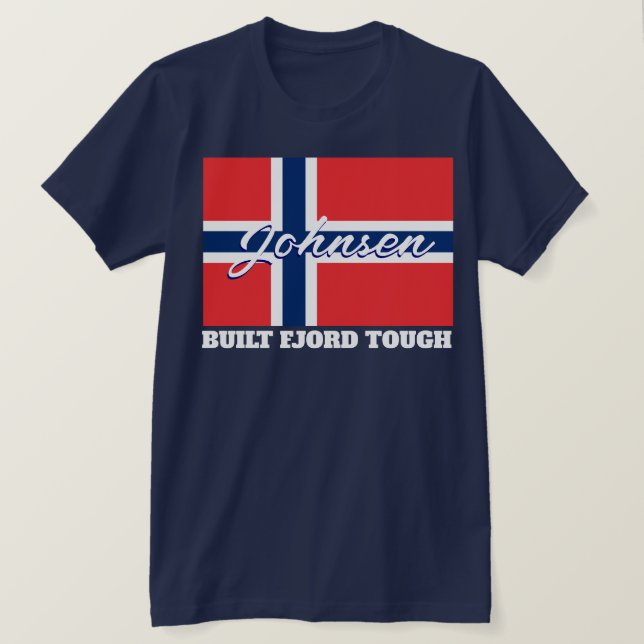 ’Byggt Fjord Tuff’ och norska Flagga T Shirt (Design framsida)