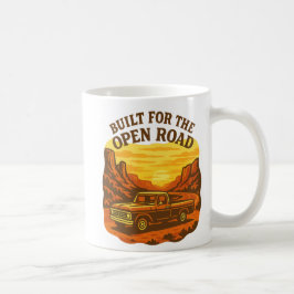 Byggt för Open Road Retro Lastbil Art Kaffemugg