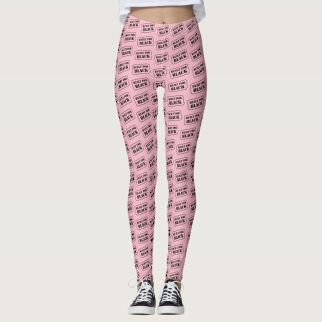 Byggt för svart Rosa Leggings (Framsida)