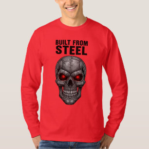 Byggt från stål - Cyber Skull med Red Ögon Graph T Shirt