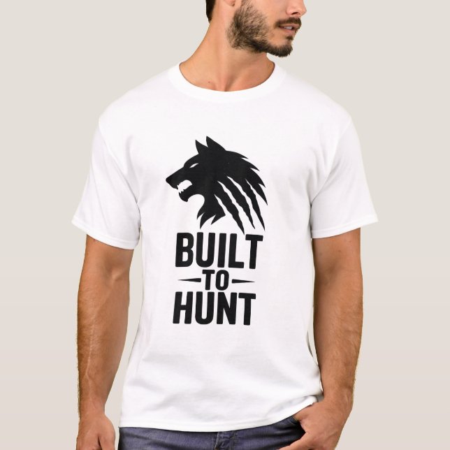 Byggt till Hunt - Alfa Varg Gym Motivation T Shirt (Framsida)