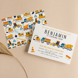 Byggtema Birthday Lastbil Party Inbjudningar