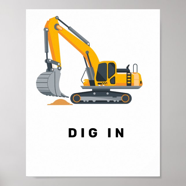 Byggtema för pojkars födelsedagsfest poster (Framsidan)