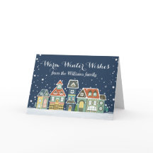 Byhem i Snö i Helgdag under jul