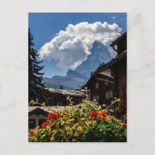 Byhusen Matterhorn och Zermatt, Schweiz Vykort