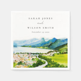 Bylandskapet Sjö i byn Rustic Bröllop Pappersservett