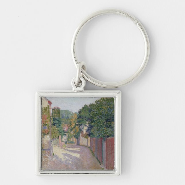 ByLane (olja på kanfas) Fyrkantig Silverfärgad Nyckelring (Framsidan)