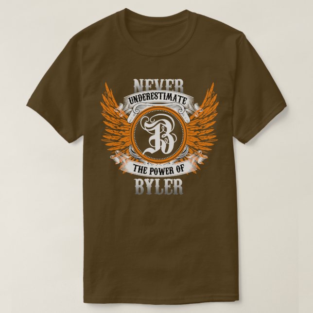 Byler Namn Shirt underskattar aldrig effekten av T (Design framsida)