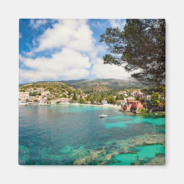 byn Assos i Kefalonia, Grekland Magnet (Framsidan)