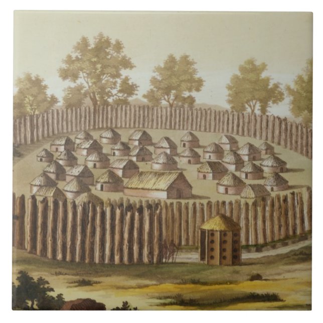 Byn av en infödd stam i Florida, inristar Kakelplatta (Framsidan)