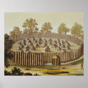 Byn av en infödd stam i Florida, inristar Poster