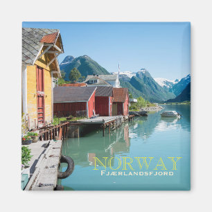 Byn av Fjærland, norge kvadrerar textmagneten Magnet