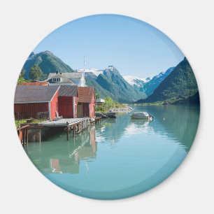 Byn av Fjærland och en fjord rundar magneten Magnet