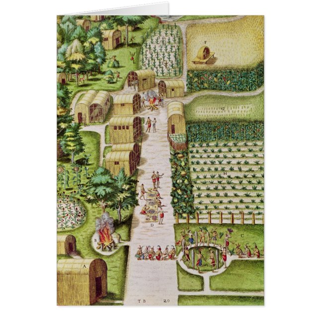 Byn av Secoton Hälsningskort (Framsidan)