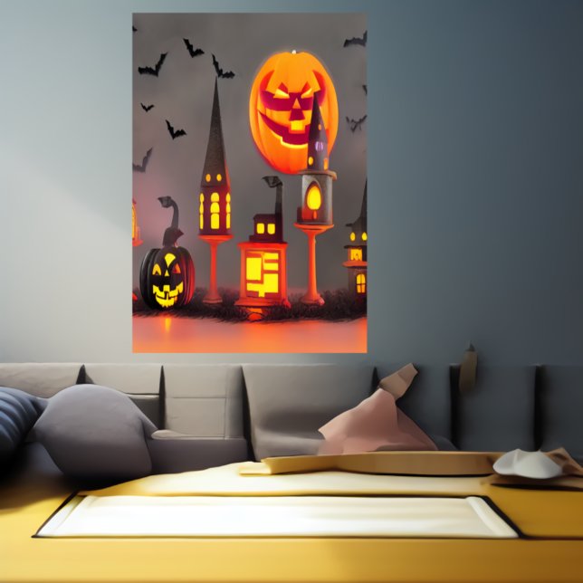 Byn Black and orange pumpkin | AI Art Poster (Skapare uppladdad)