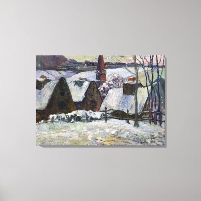 byn Bretagne under snö, 1894 Canvastryck (Framsida)