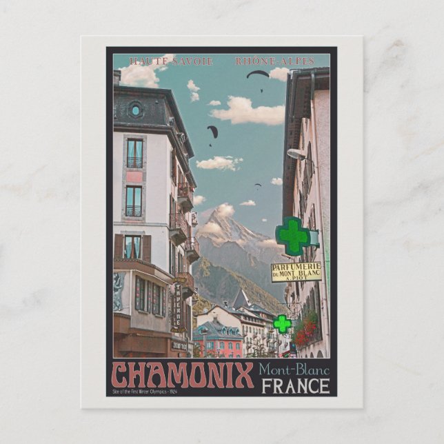Byn Chamonix (svart) Vykort (Framsida)