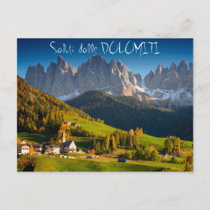 Byn Dolomites i fallitalian vykort