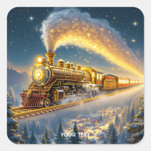 byn Fantasy Cute Himmel Tåg Fyrkantigt Klistermärke