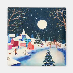 byn Festive Blue Winter Snö Magnet