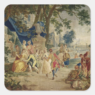 Byn Fete efter D.Teniers Fyrkantigt Klistermärke
